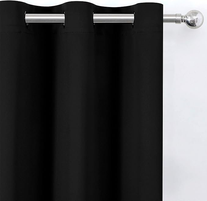 LEMOMO Black Thermal Blackout Curtains/38 x 63 Inch/Set of 2 Panels Room