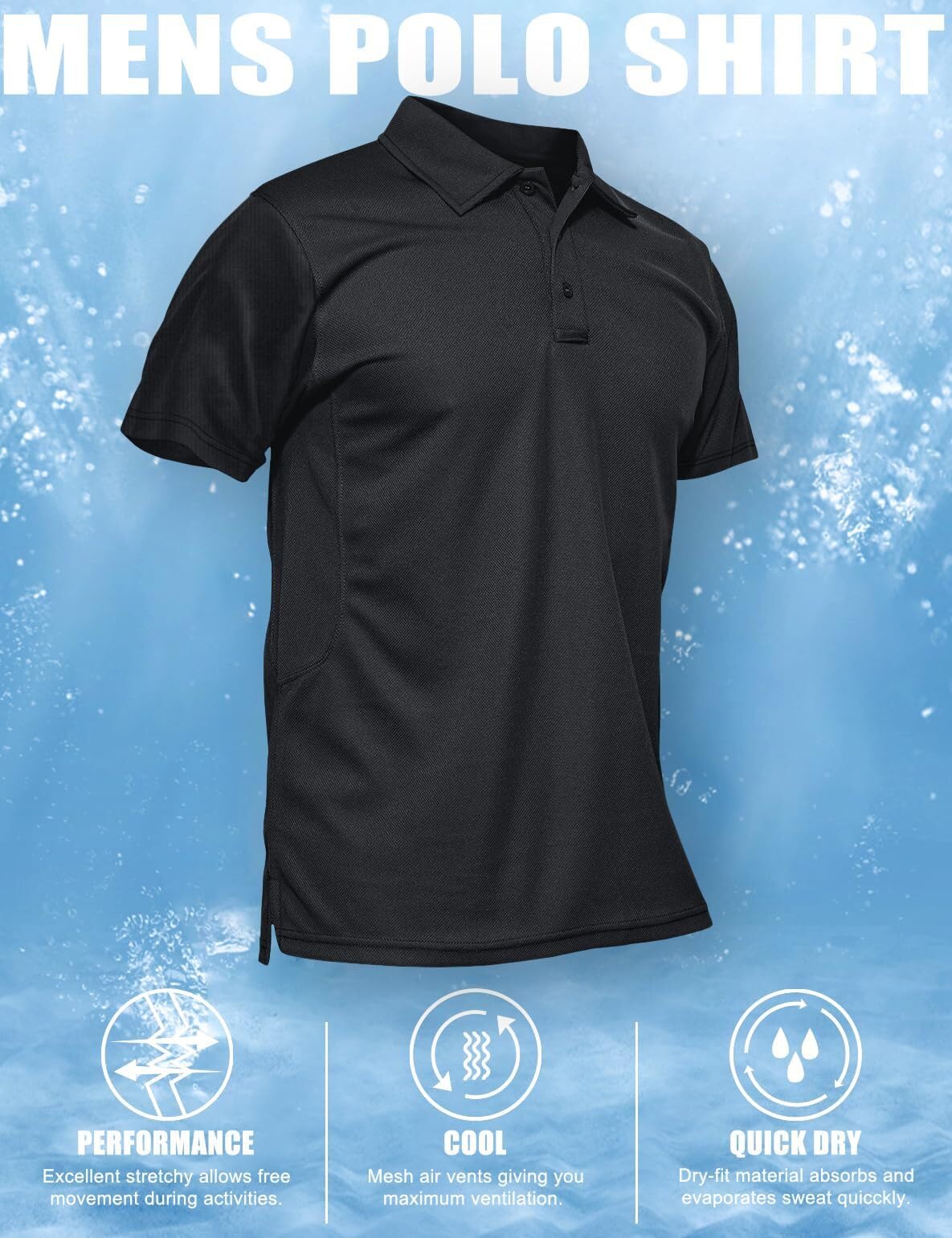 MAGCOMSEN Black Polo Shirts for Men Golf Shirts Pique Polo Shirts Short Sleeve Combat Shirt Tactical Shirt XXL