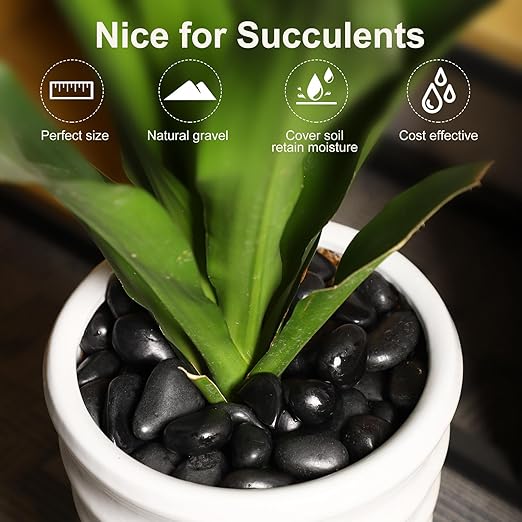 11LB Black River Rocks for Vases 3/8-3/4Inch River Stones Decorative Rocks for Plants Indoor Pebbles for Crafts Decorative Stones Gravels Rocks for Plants Outdoor