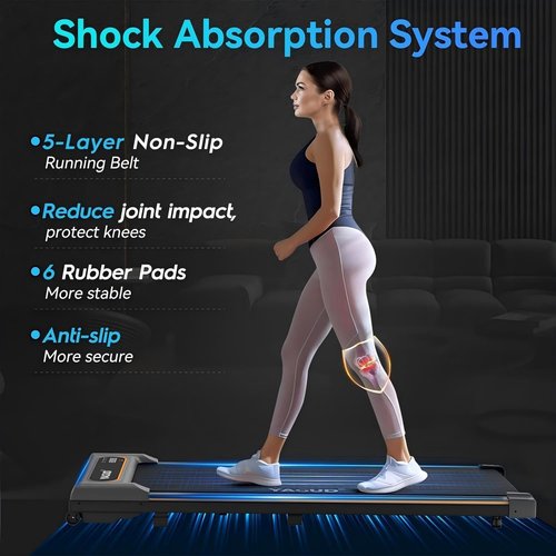 Yagud Walking Pad Treadmill for Home Office, Portable Under Desk Treadmill with Remote Control and LED Display, Walking Jogging Running Machine