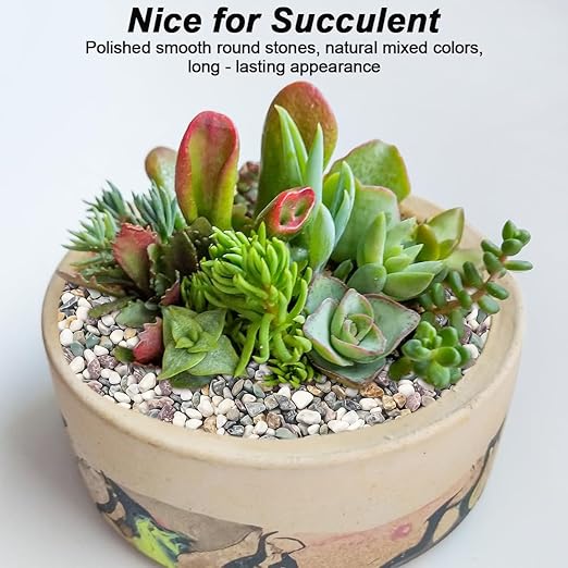River Rocks,Landscaping Pebbles,Decorative Ornamental Pebbles,Garden Landscaping Stones,Gravel Filler for Home Decoration Flower Bed Fish Tank Plants Vases Succulents (Natural, 10 Pounds)