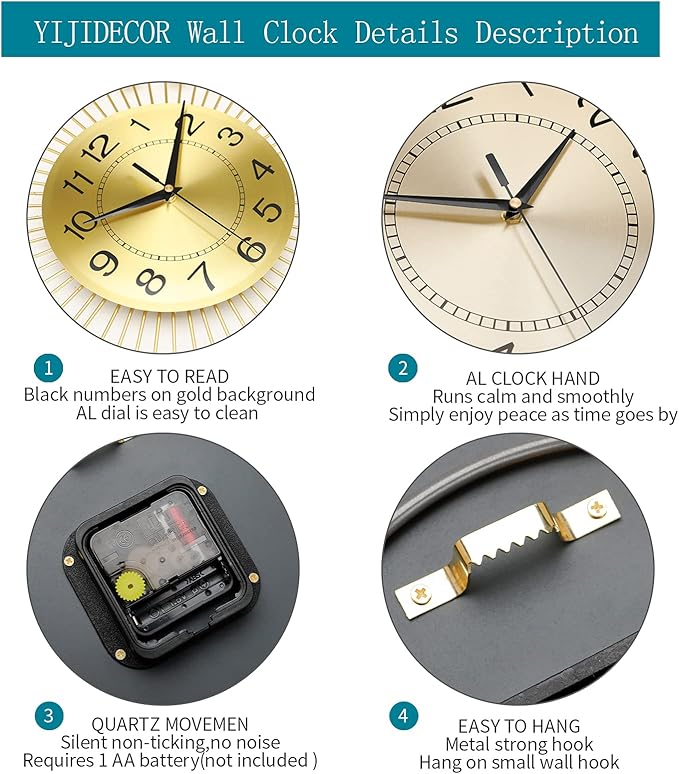 Large Wall Clocks for Living Room Decor Big Silent Wall Clock Battery Operated