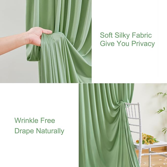 Sage Green Backdrop Curtain for Parties Wrinkle Free Dark Green Photo Curtains Backdrop Drapes Fabric Decoration for Baby Shower Birthday Party Photography 5ft x 7ft,2 Panels