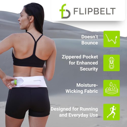 FlipBelt Zipper Running Belt - Comfortable Waist Pack for Fitness & Running | Adjustable Size