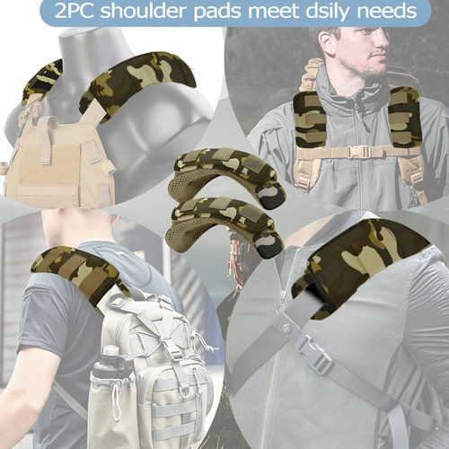 2Pcs Thick Cushioned Shoulder Pads, Featuring Anti-Slip Design and Breathable Mesh,Extra Wide Padding for Shoulder Straps and Luggage Belts,Soft and Comfortable for Enhanced Support,Camouflage Green