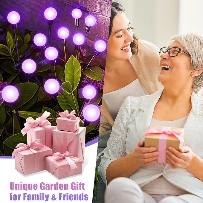 NBQQ Solar Garden Lights Outdoor, Waterproof Solar Powered Lights for Yard Pathway Patio, Swaying Lawn Decor as Gardening Gifts for Women Holiday (Purple, 6 Pack)