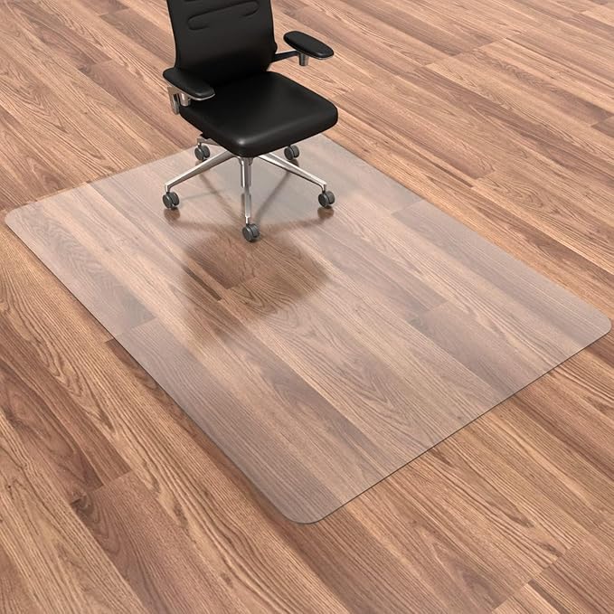 Large Office Chair Mat for Hardwood Floor- 46" x 72" Clear Computer Desk Chair Mat for Hard Wood/Tile Floors, Easy Glide Plastic Mat for Under Office Chairs on Hardwood for Work & Home