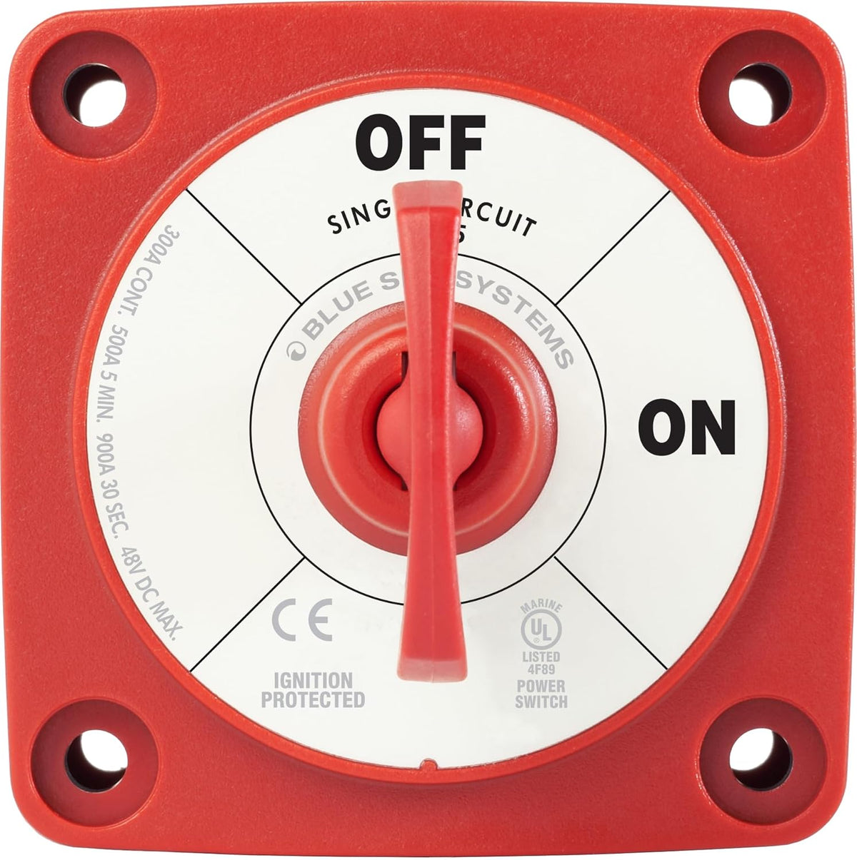 Blue Sea Systems On/Off Battery Isolator Switch - Locking Key, Red, 6005 M-Series