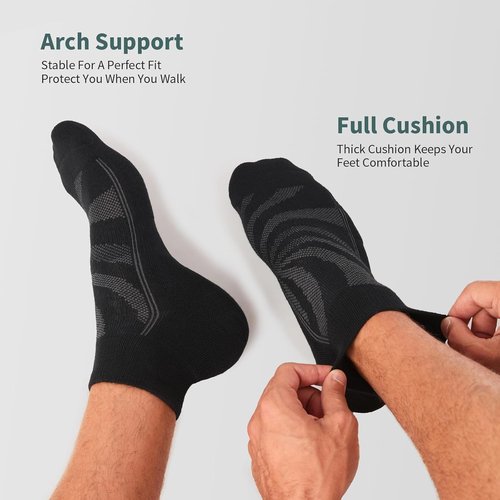 Lapulas Men's Ankle Socks - Cushioned Cotton Quarter Socks for Sports & Running | 6 Pack