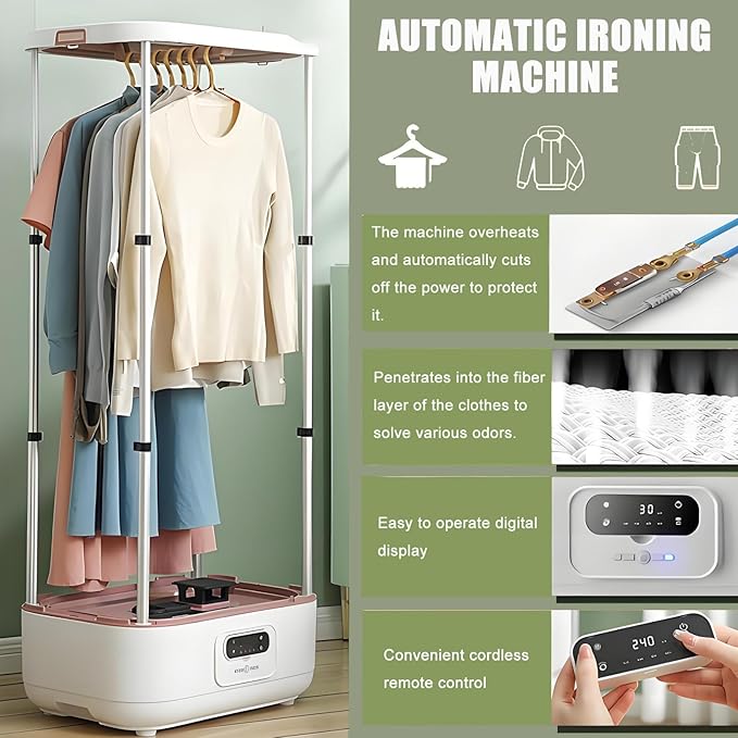 Upgraded Garment Steamers - Vertical Steam Iron 900w Automatic Wireless/Steam Closet/Folding Clothes Machine, Control Electric Clothes Drying Rack,for Clothes & Fabric