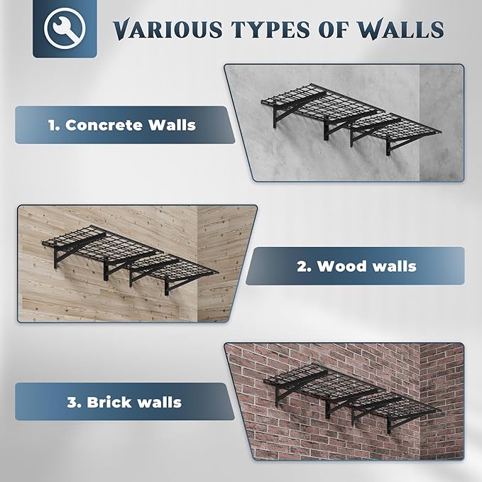 Jusgym 2 Pack Heavy Duty Garage Wall Shelving Set, Wall Mounted Garage Shelves