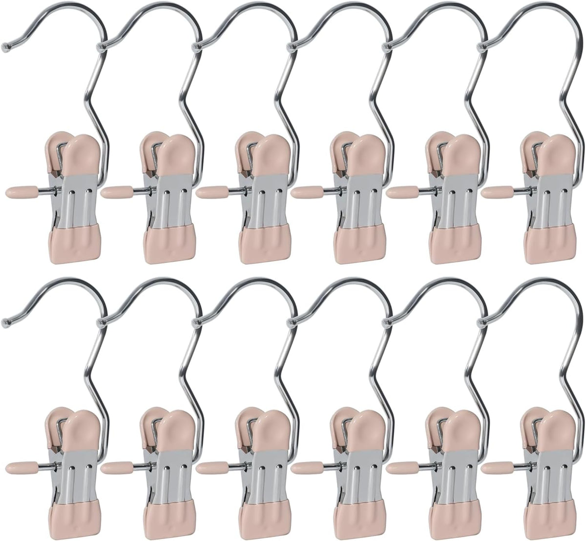 15/30Pcs Upgrade Double Head Clamp Dipped Clothespin for Laundry Hooks with Clips, Boot Holder, Hanging Clips, Portable Multifunctional Hangers Single Clip Space Saving for Jeans, Hats (30, Pink)