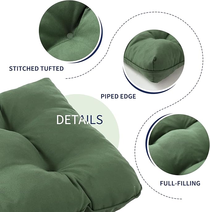 IPYNBAP Outdoor Bench Cushion, 48x18x5 Inch, Waterproof Bench Cushion for Outdoor/Indoor Furniture, Tufted Patio Bench Seat Cushion, Fade Resistant Outdoor Cushions for Porch Swing Couch, Dark Green