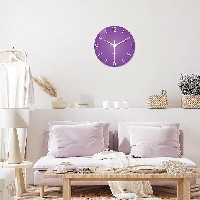 XFM Purple Wall Clock for Women Girls Bedroom 20 Inch Modern Simple Wall Clocks