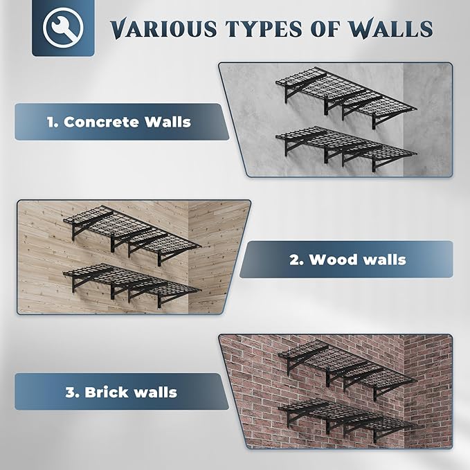 Jusgym 4 Pack Heavy Duty Garage Wall Shelving Set, Wall Mounted Garage Shelves