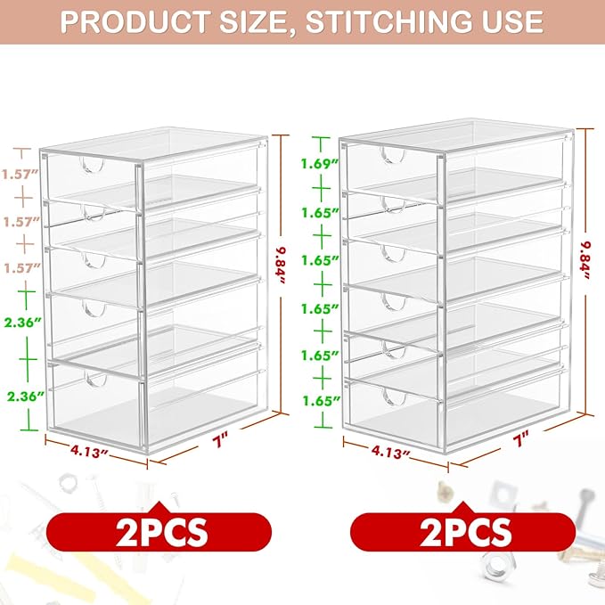 Desk Organizers And Accessories With 22 Drawers, 4 Pack Office Desktop Drawers, Plastic Makeup Organizer Containers Bins With Drawers Desk Organization, Bathroom Organizers Storage Case Box