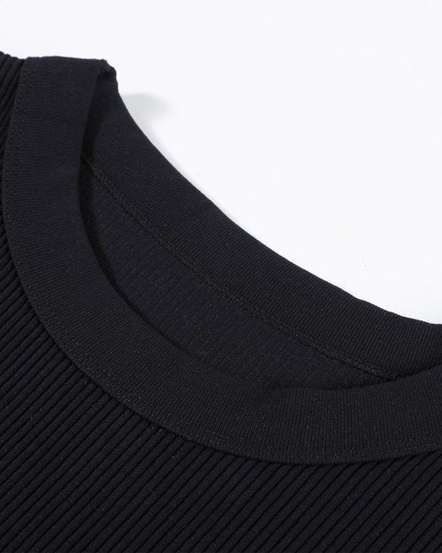 AUROLA Essentials Rib Seamless Sleeveless Tank - Women's Active Crop Top with Subtle Logo | Round Neck