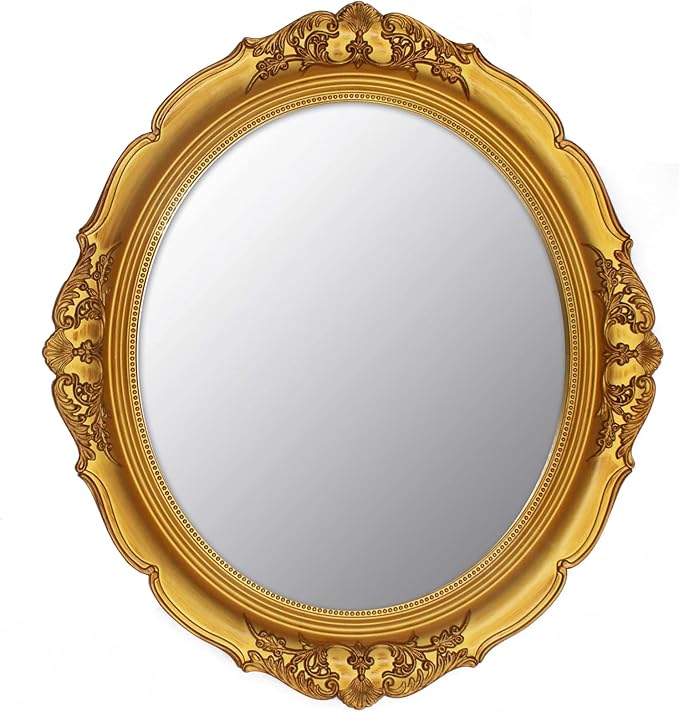 YCHMIR 14.8 x 13.1 inch Oval Wall Mirror Vintage Style Wall Mounted