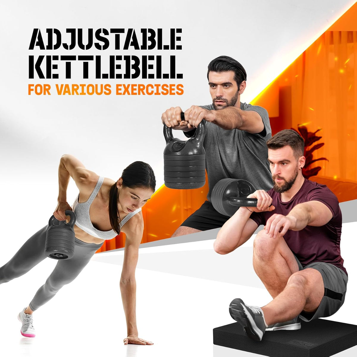 Yes4All Adjustable Kettlebell Set - 20-40 LB Solid Cast Iron for Home Gym Strength Training | Black