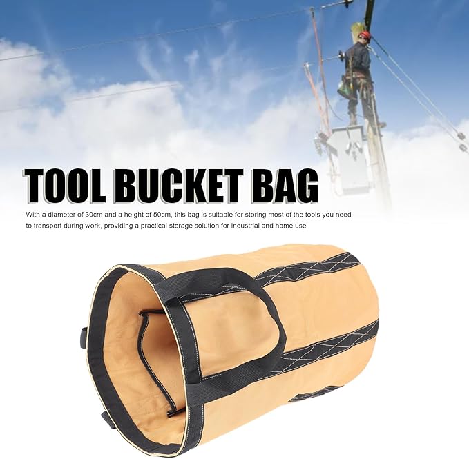 Luqeeg Tool Bucket Bag, Heavy Duty Tool Organizer, Portable Electrician Storage Organizer, 30kg Capacity Oxford Fabric 50 X 30cm for Garden Construction Carpenter Electrician