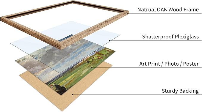 Poster Master Vintage Lady Astor Playing Golf at North Berwick Painting Poster - Retro Golf Course Print - Golf Art - Sports Art - Landscape Art - Office or Living Room Decor, 11x14 Beige Framed