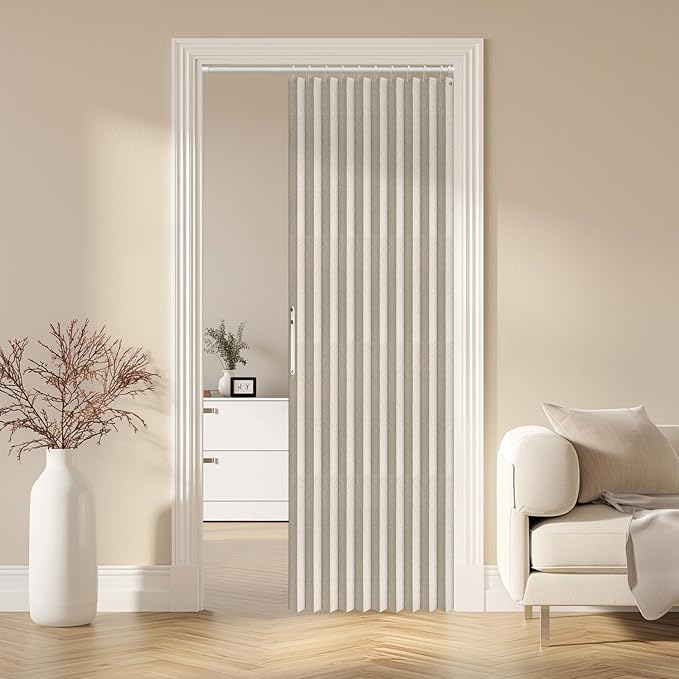 AJAZZ 100% Blackout Magnetic Door Curtain Accordion Doors Interior Folding