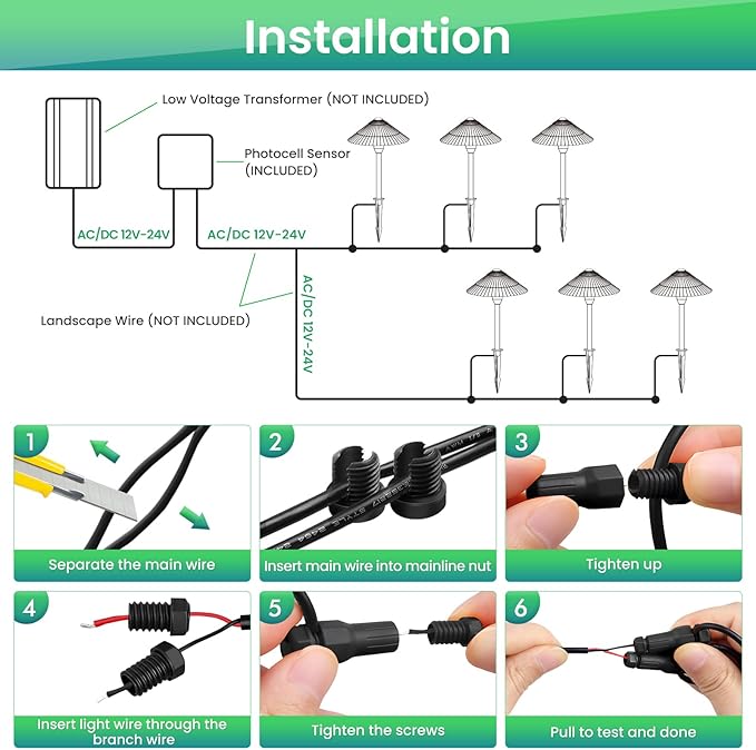 ZZXX LED Low Voltage Pathway Lights 5W 2700K LED Outdoor Landscape Lighting with Photocell 12-24V Cast-Aluminum Low Voltage Lights IP66 Waterproof Landscape Spotights for Path Garden Yard,12 Pack