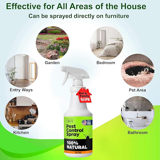 Nature?€?s Dome Pest Control Spray 16 Oz | 100% Natural Ant Killer & Bug Spray for Indoor & Outdoor Use | Eco-Friendly Bug Spray for Flea, Ticks, Ant & Mosquitos | Safe for Pets and Kids