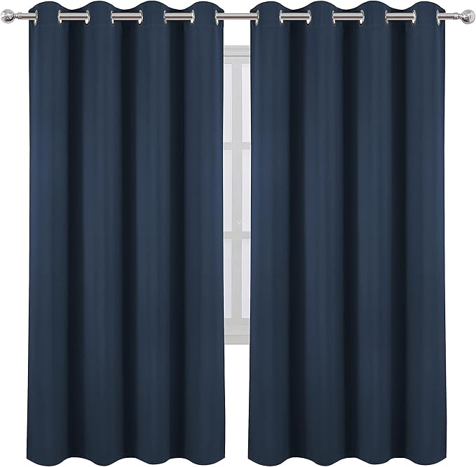 LEMOMO Navy Blue Blackout Curtains/52 x 72 Inch/Set of 2 Panels Room Darkening