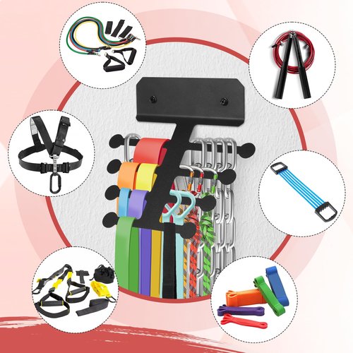 Jurtmy Resistance Rack Band Storage Hanger Gym Equipment Organizer, Multi Purpose Gym Equipment Storage Rack for Home, Chains,Weight Lifting Bands,Gym Accessories