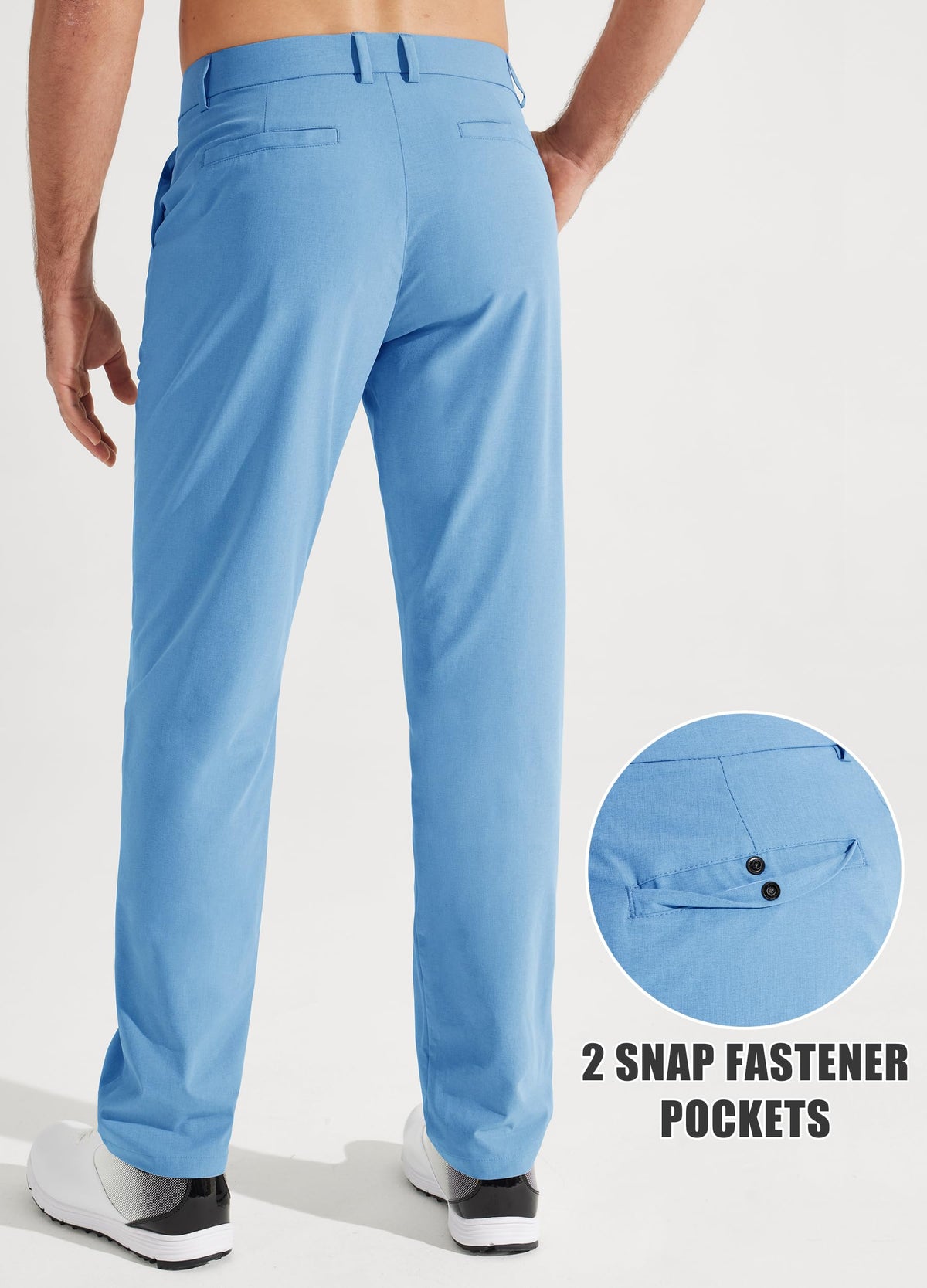 Libin Mens Golf Pants Classic Fit Stretch Work Dress Pants 32" Quick Dry Lightweight Business Casual Trousers Comfort Water Resistant, Brilliant Blue, 38W x 32L