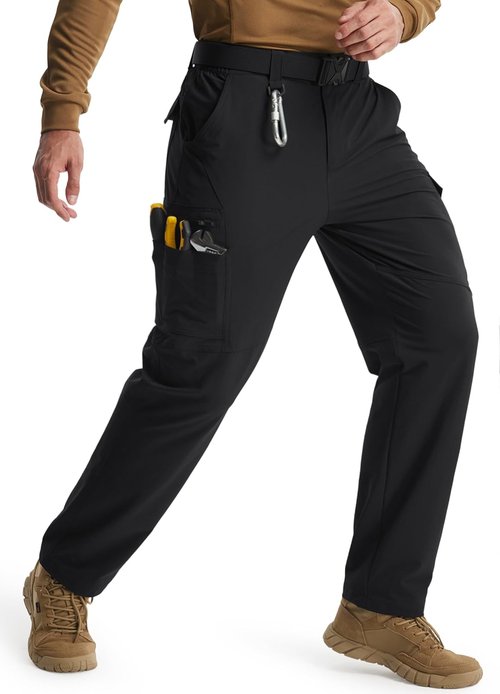 Libin Men's Cargo Pants - Water-Resistant Tactical Hiking Trousers with 9 Pockets | Stretch Fit