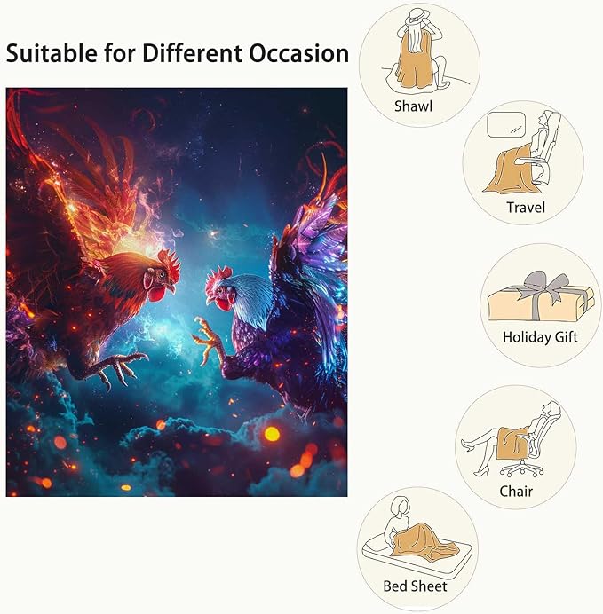 Firmiso Chicken Blanket for Women and Men, Rooster Home Decor for Living and Bed Room, Soft Lightweight Fleece Gift for Adults, 40×50 Inches