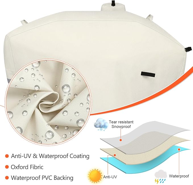 Grill Cover for Camp Chef 24 Pellet Grills, Model DLX 24, SmokePro 24, Woodwind 24 Pro Pellet Grills, PG24, PG24LS, PG24S, PG24SE, PG24LTD, PG24XT, SG24, SmokePro DLX, Anti-UV 600D, Beige