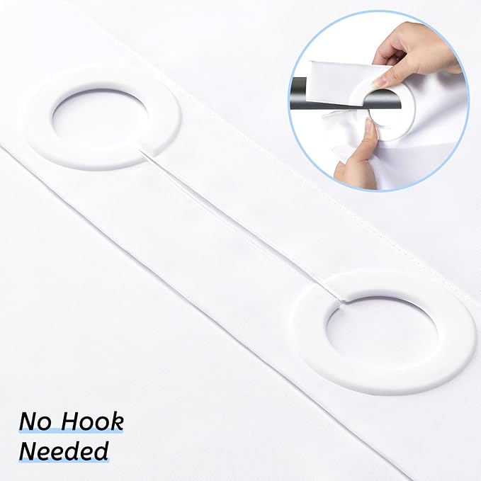 No Hook Extra Long Shower Curtain 96 Length,Wahable Fabric Bathroom Curtains with 10 Plastic Built-in Grommets,Hotel Quality Waterproof,White,78x96 Inch