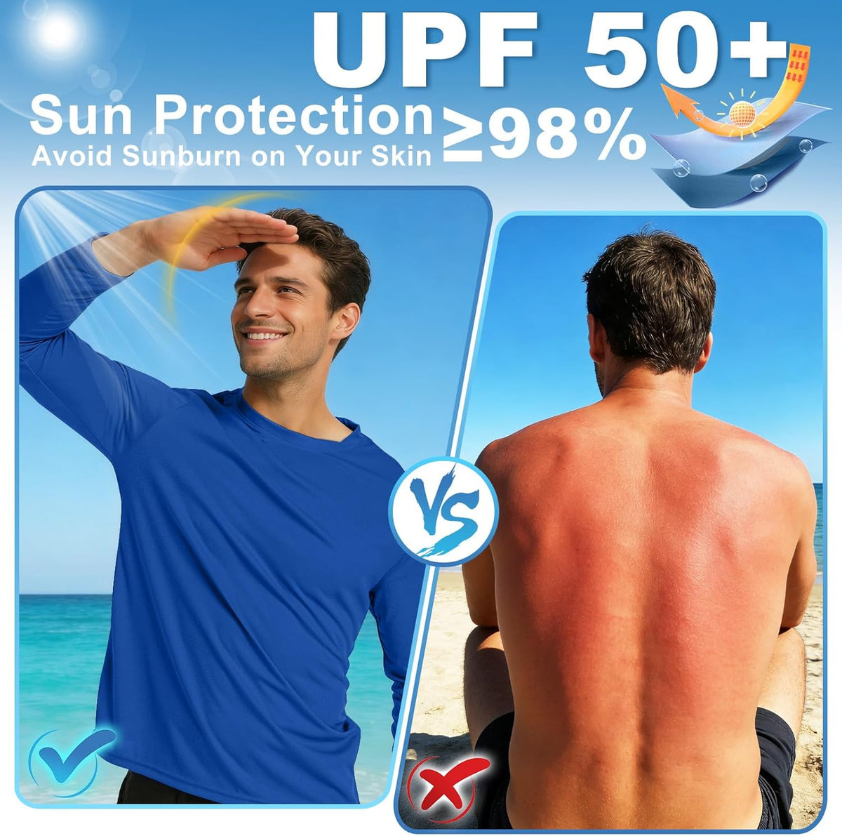Skiennix Long Sleeve Rash Guard - Dri-Fit UPF 50+ Sun Protection T-Shirt for Men | Moisture-Wicking Workout Wear
