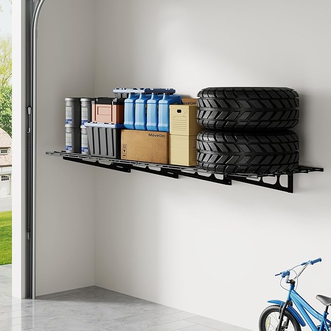 FLEXIMOUNTS 2x6ft Garage Shelving Wall-Mounted, Holds Up to 400 lbs, Garage