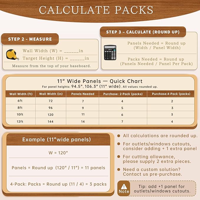 2 Pack Wood Panels for Wall, 106.3" × 11" Wood Slat Acoustic Panels for Wall
