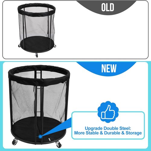 Ball Storage Bin - Rolling Basketball Rack for Indoor & Outdoor Use | Versatile Holder for Soccer & More