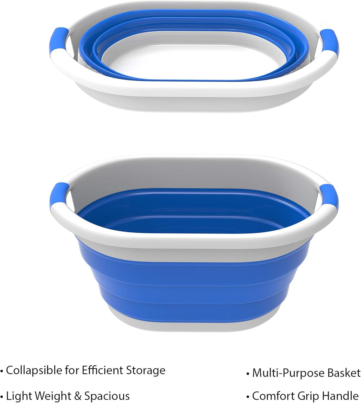 Trademark Home Collection Wakeman 75-CMP1062 Outdoors Collapsible Wash Basin, Dish Tub, Ice Bucket, Portable Basket & Comfort Handles for Camping, Tailgating, More (Gray), 24.25” x 12.5” x 11”