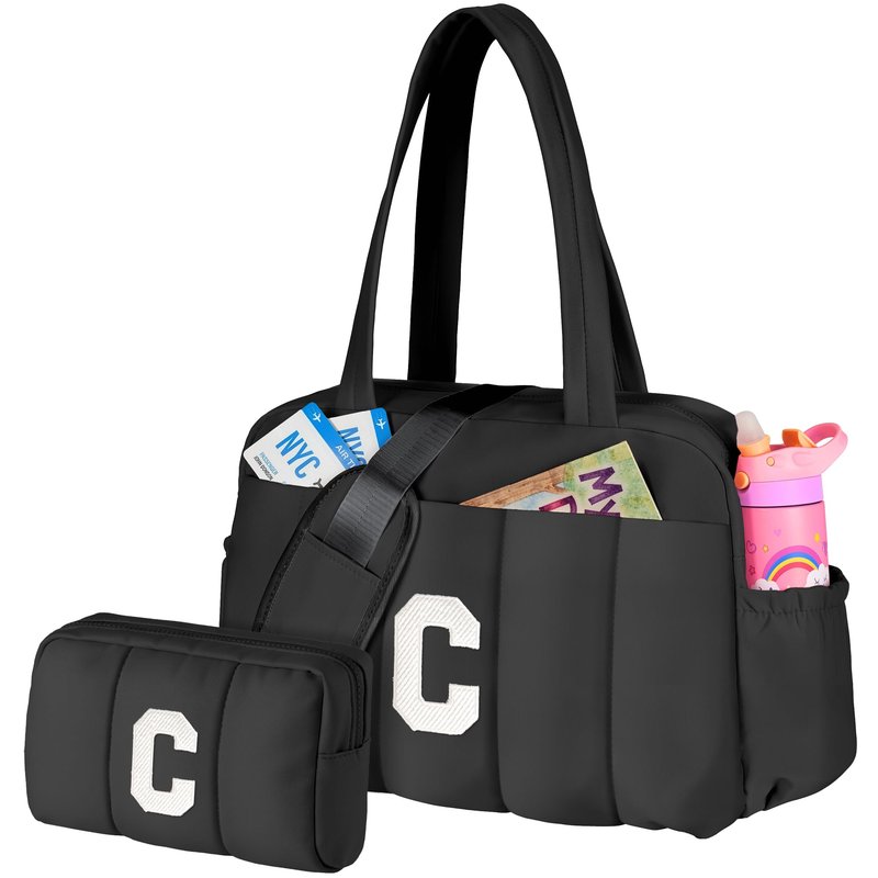 Vogewood Women Duffle Bag with Initial, Gifts for Women Unique-Personal Item Travel Bags，Gym Bag with Wet Pocket，Lightweight Travel Bags Personalized Tote with Makeup Pouch