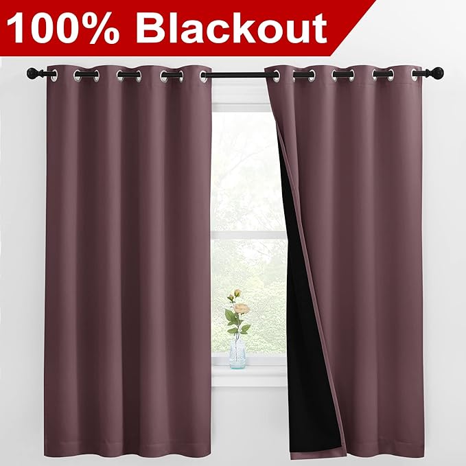 NICETOWN Bedroom Full Blackout Room Warming Curtain Panels, Super Thick