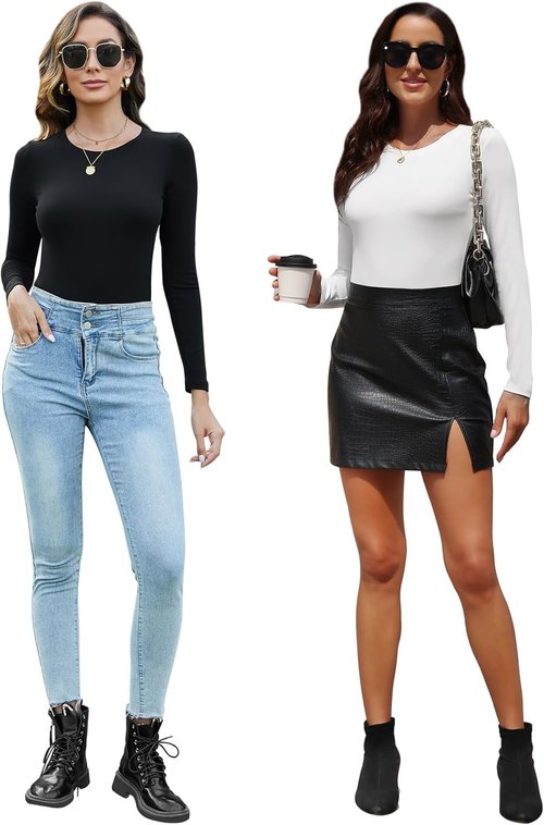 Balennz Women's Long Sleeve Bodysuit - Round Neck Top for Fall | Stylish & Comfortable Fit