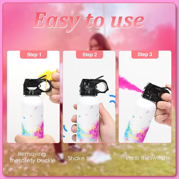 SRG Gender Reveal Fire Extinguisher Color Blaster | 2 Packs Baby Girl Pink Gender Reveal Extinguisher Smoke | Powder for Gender Reveal Decorations & Ideas（Pink）