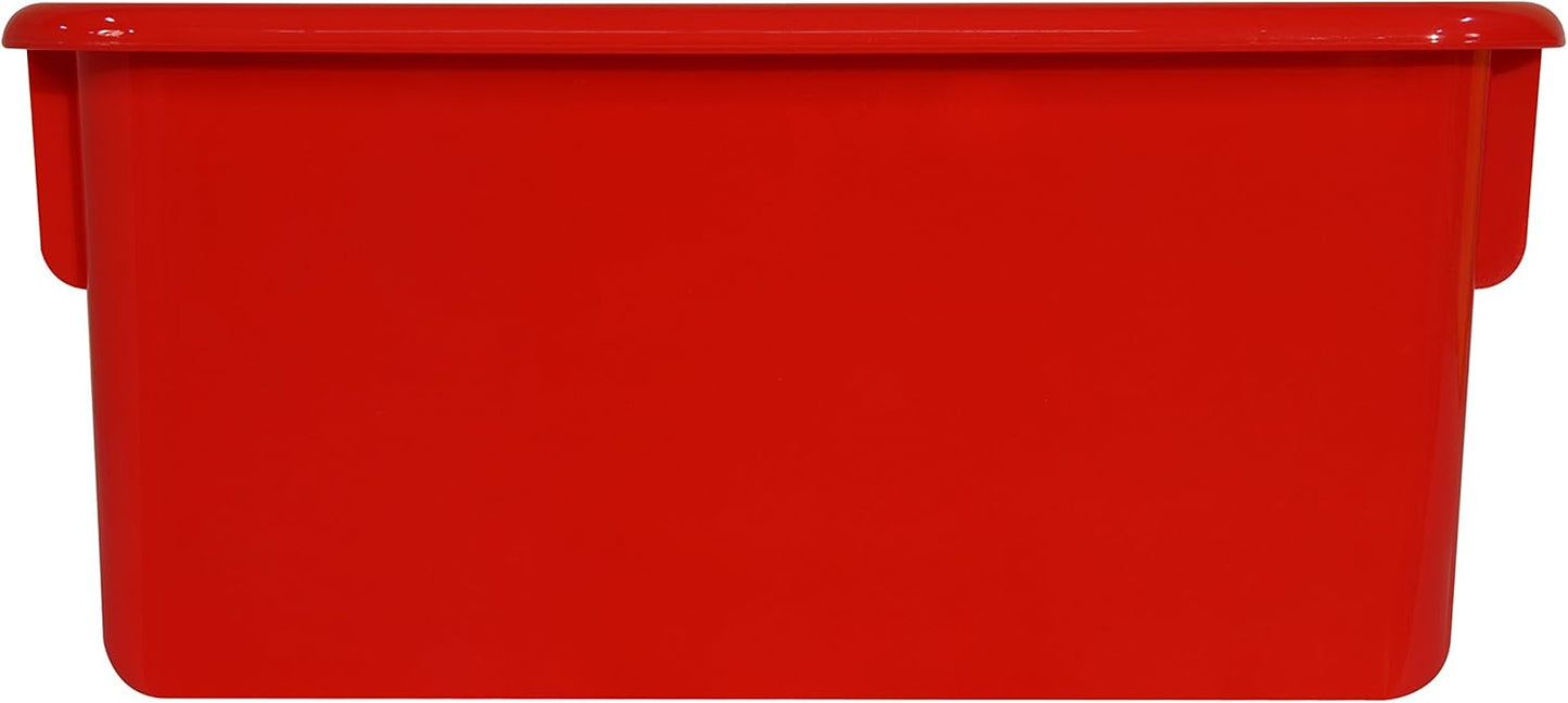 Wood Designs Cubby Storage Bin, Heavy Duty Plastic Containers for Kids Red Cubby Tray Set of 20