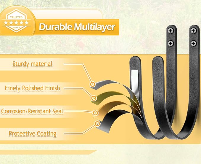 Hose Holders Wall Mount - Heavy-Duty Metal Garden Hose Hanger for Outside - Rust-Proof Hanging Hose Rack Hook Mount for Water Hose (2PCS)