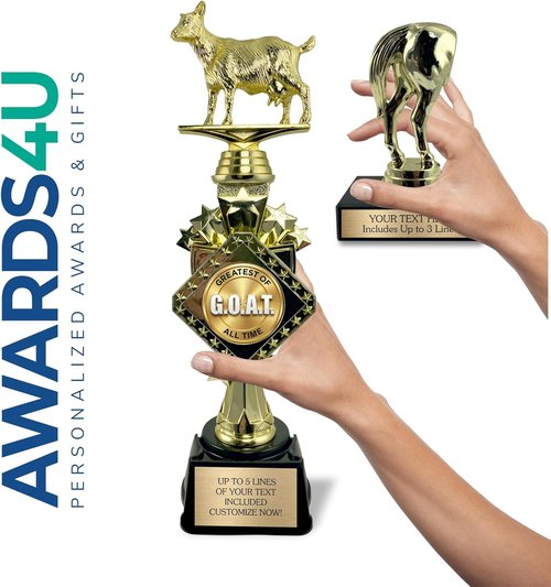 Awards4U Personalized Goat and Horse Butt Trophy Set - First & Last Place Trophies with Custom Plates