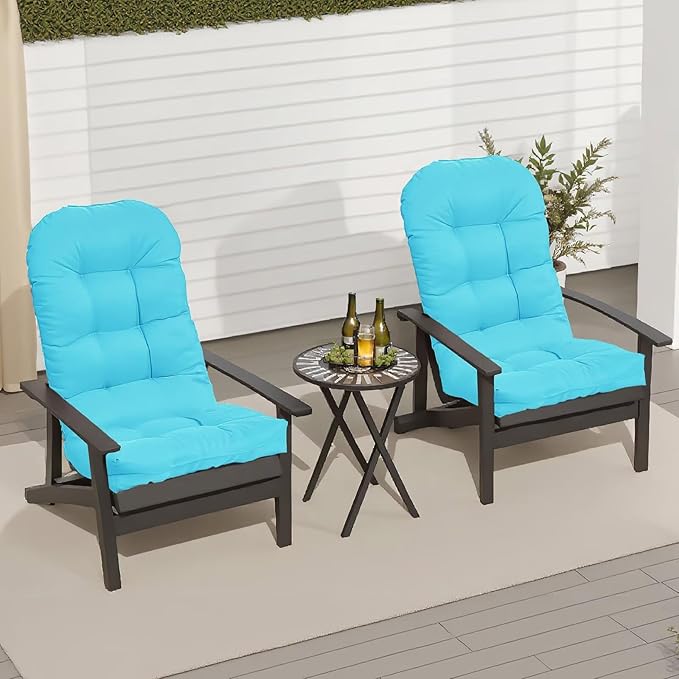 Adirondack Chair Cushion, Waterproof Outdoor Seat Cushions for Patio Furniture, Thick High Back Replacement Pad for Porch Lawn Wicker Dining Desk Chair, Rocking Chair Cushion, Teal