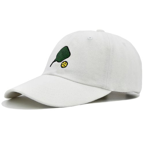 MINYJHZ Pickleball Hat, Pickleball Gift for Men Women, Adjustable Embroidered Baseball Cap, Comfortable, Breathable and Fashionable White