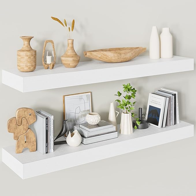 Heimlove Floating Shelves for Wall 36 Inches Long, 9.3" Deep White Floating